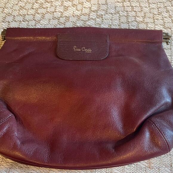 Pierre Cardin Paris vintage maroon leather clutch - Picture 2 of 11